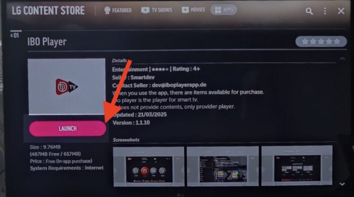 Live TV channel grid with categories inside IBO Player